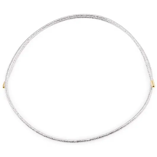 Bratara/colier magnetic din ata argintie, 51cm