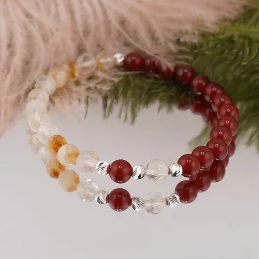 Bratara pentru CASTIGURI cu cristale naturale si Argint 925, 6mm, imagine 4