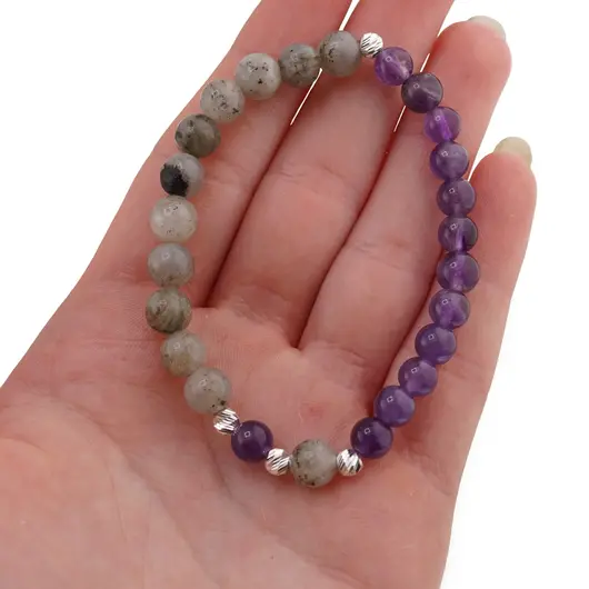 Bratara pentru INTUITIE cu cristale naturale si Argint 925, 6-7mm, imagine 5