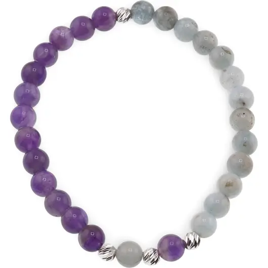 Bratara pentru LINISTE cu cristale naturale si Argint 925, 6mm, imagine 3