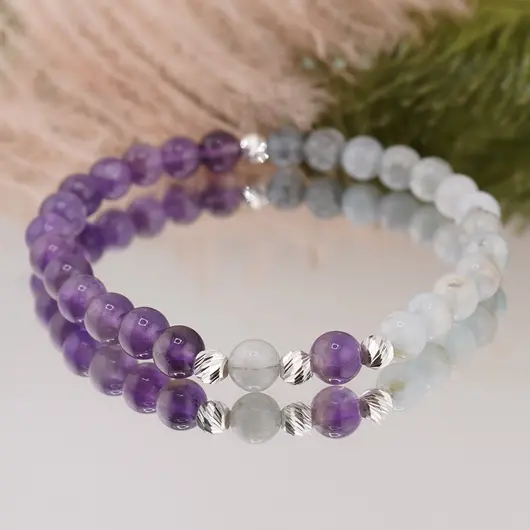 Bratara pentru LINISTE cu cristale naturale si Argint 925, 6mm, imagine 4