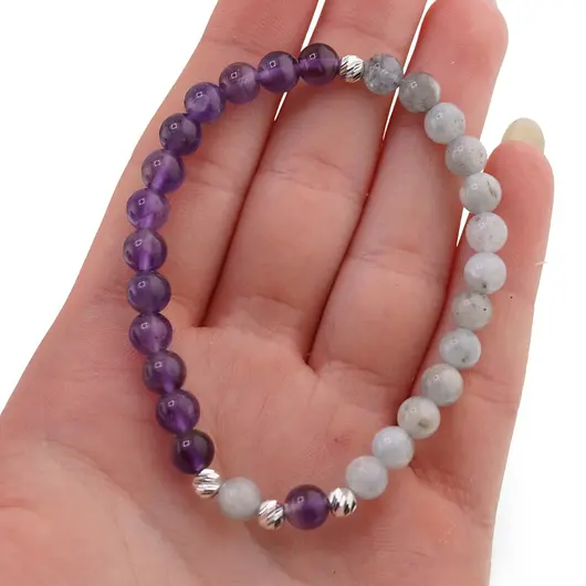 Bratara pentru LINISTE cu cristale naturale si Argint 925, 6mm, imagine 5