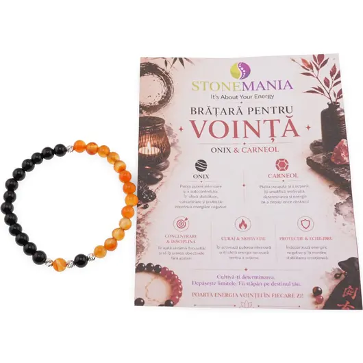 Bratara pentru VOINTA cu cristale naturale si Argint 925, 6mm, imagine 2