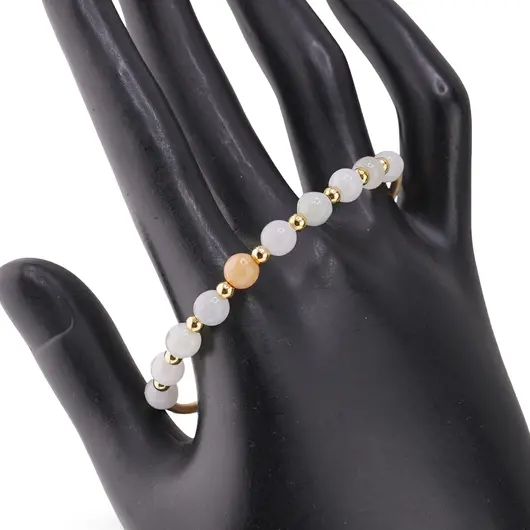 Bratara reglabila fara inchidere cu Acvamarin sfere 4mm si Perle de cultura, imagine 2