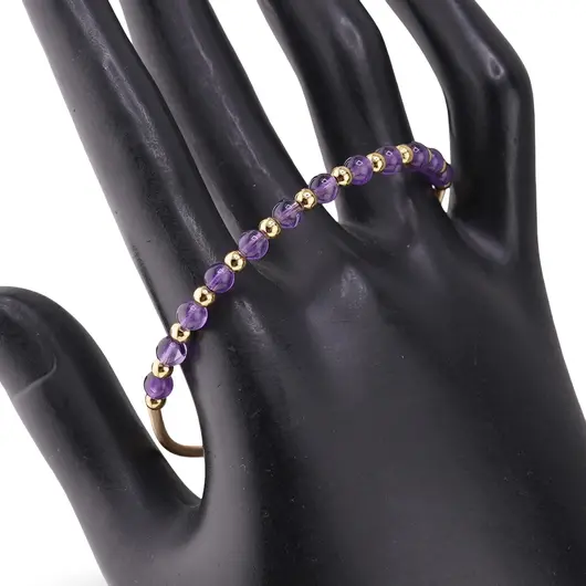 Bratara reglabila fara inchidere cu Ametist sfere 4mm, imagine 2