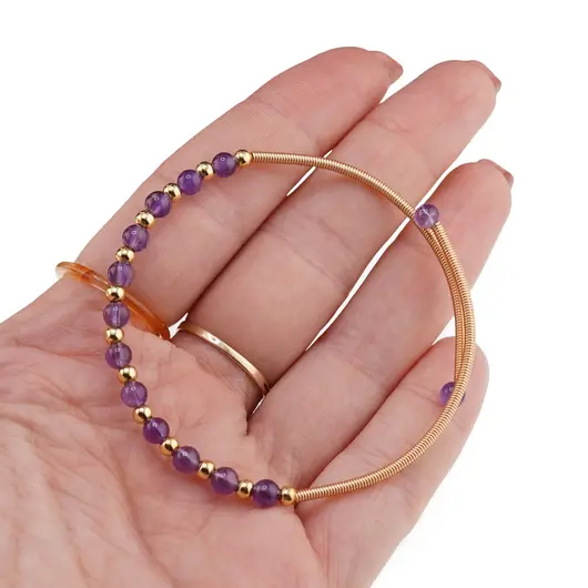 Bratara reglabila fara inchidere cu Ametist sfere 4mm, imagine 3