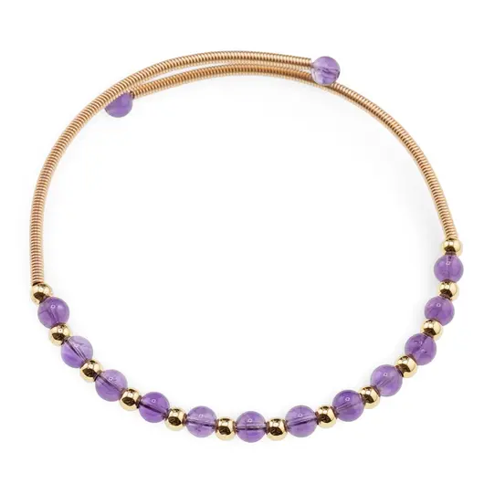 Bratara reglabila fara inchidere cu Ametist sfere 4mm