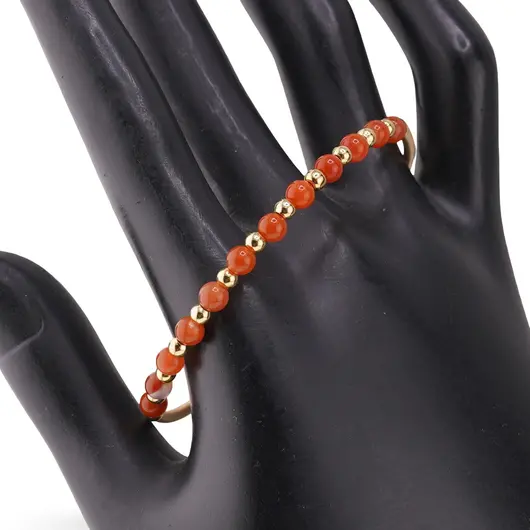 Bratara reglabila fara inchidere cu Carneol sfere 4mm, imagine 2