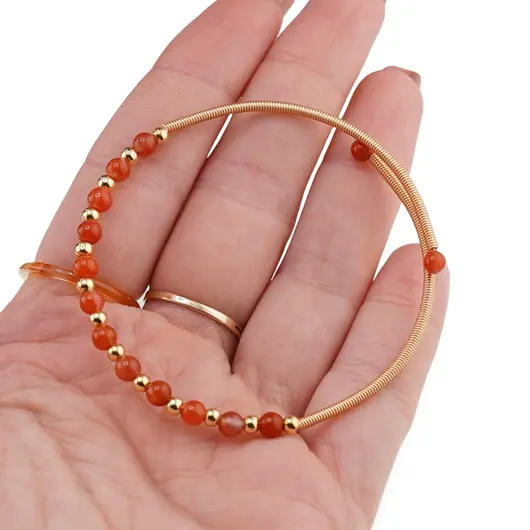 Bratara reglabila fara inchidere cu Carneol sfere 4mm, imagine 3