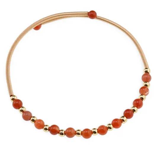 Bratara reglabila fara inchidere cu Carneol sfere 4mm