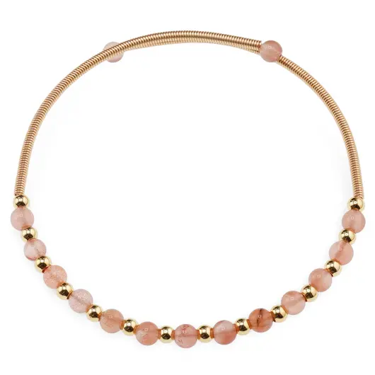 Bratara reglabila fara inchidere cu Cuart cherry sfere 4mm