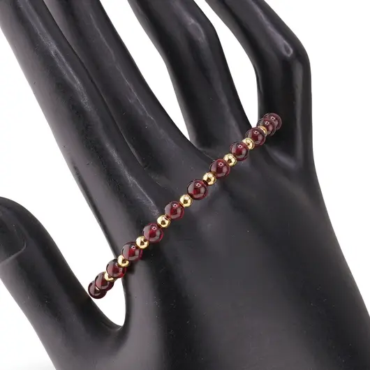 Bratara reglabila fara inchidere cu Granat sfere 4mm, imagine 2