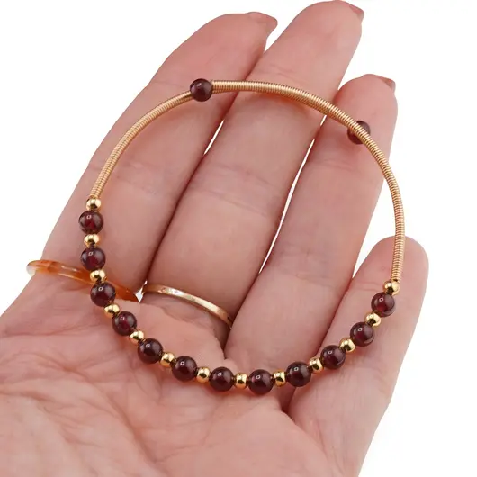 Bratara reglabila fara inchidere cu Granat sfere 4mm, imagine 3