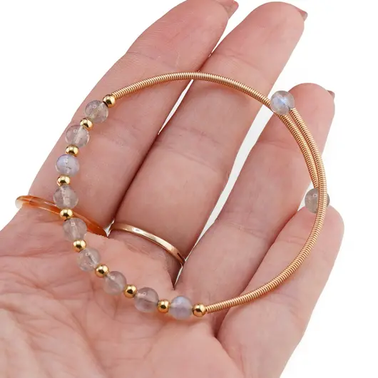 Bratara reglabila fara inchidere cu Labradorit sfere 4mm, imagine 3