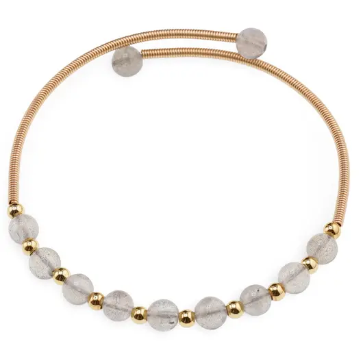 Bratara reglabila fara inchidere cu Labradorit sfere 4mm