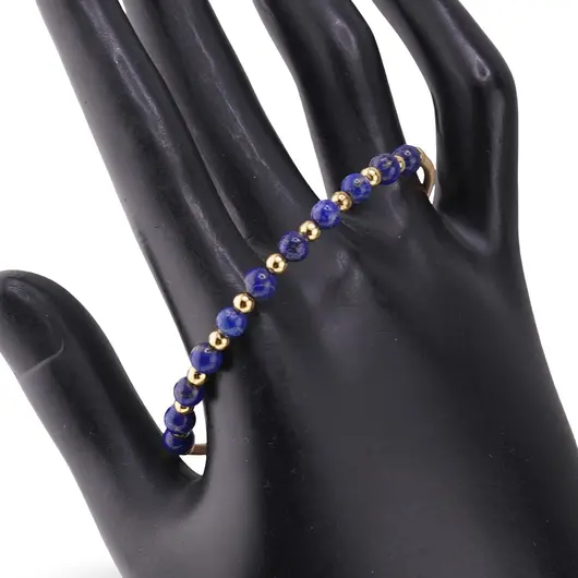 Bratara reglabila fara inchidere cu Lapis Lazuli sfere 4mm, imagine 2