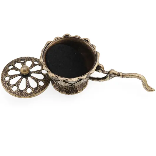 Catui metalic pentru ardere tamaie si ierburi parfumate, model floare de Lotus - 9cm, imagine 2