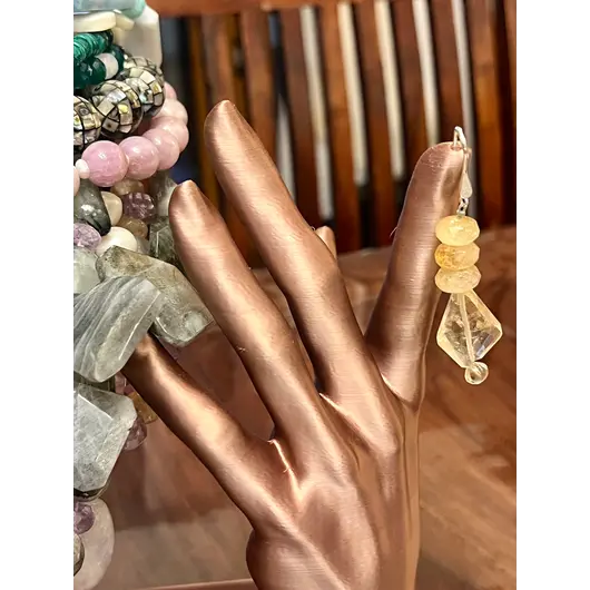 Cercei cu agatatoare Citrin discuri 10mm si fatetat neregulat 17-20mm cu Argint 925, imagine 6