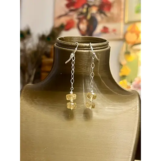 Cercei cu agatatoare Citrin discuri fatetate 10mm cu Argint 925, imagine 4