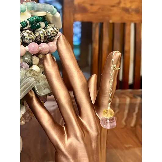 Cercei cu agatatoare Citrin si Ametist discuri fatetate 10-15mm cu Argint 925, imagine 6