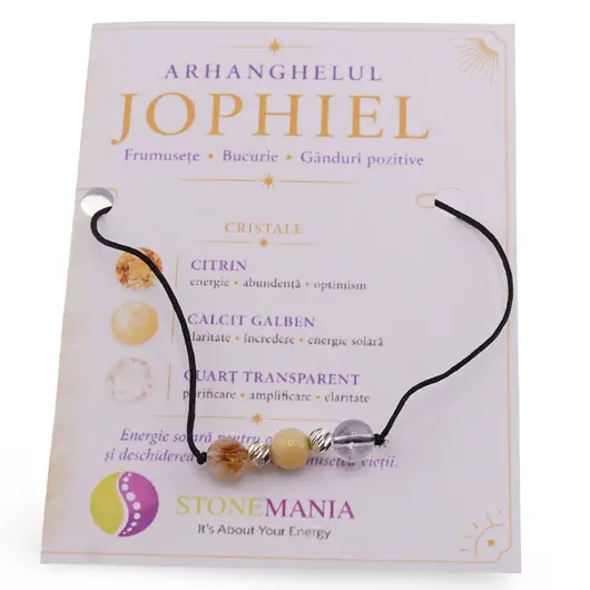 Colier reglabil Arhanghelul JOPHIEL cu cristale naturale si Argint 925, 6mm