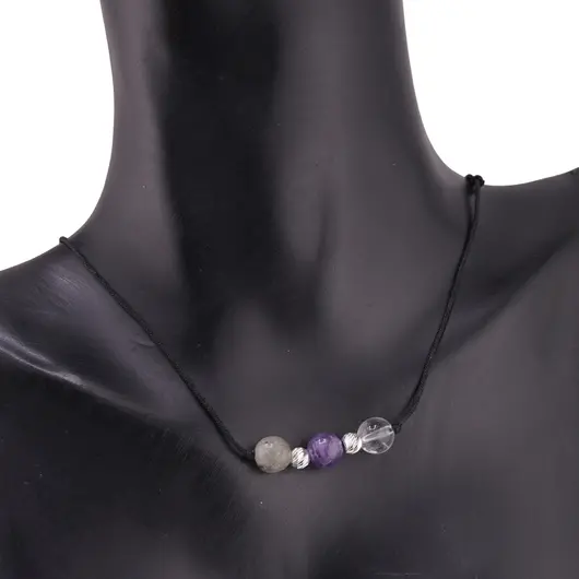 Colier reglabil Arhanghelul METATRON cu cristale naturale si Argint 925, 6mm, imagine 3