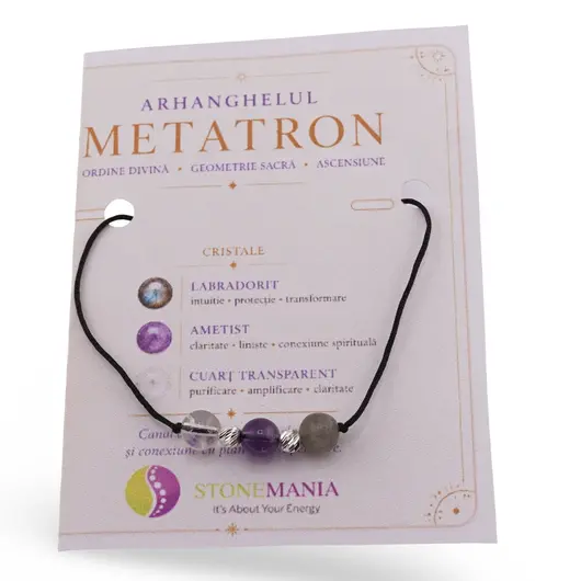 Colier reglabil Arhanghelul METATRON cu cristale naturale si Argint 925, 6mm