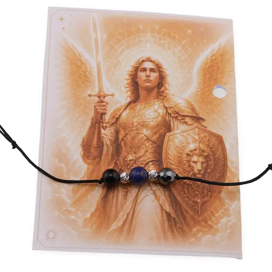 Colier reglabil Arhanghelul MIHAIL cu cristale naturale si Argint 925, 6mm, imagine 2