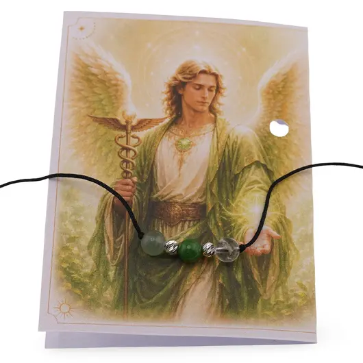 Colier reglabil Arhanghelul RAFAEL cu cristale naturale si Argint 925, 6mm, imagine 2