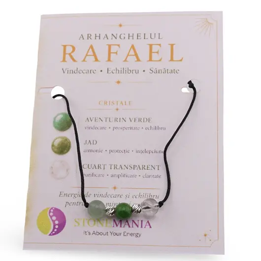 Colier reglabil Arhanghelul RAFAEL cu cristale naturale si Argint 925, 6mm