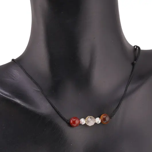 Colier reglabil Arhanghelul URIEL cu cristale naturale si Argint 925, 6mm, imagine 3