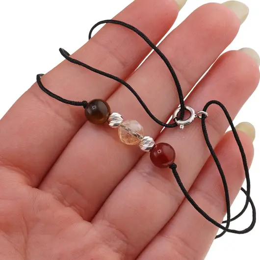 Colier reglabil Arhanghelul URIEL cu cristale naturale si Argint 925, 6mm, imagine 4