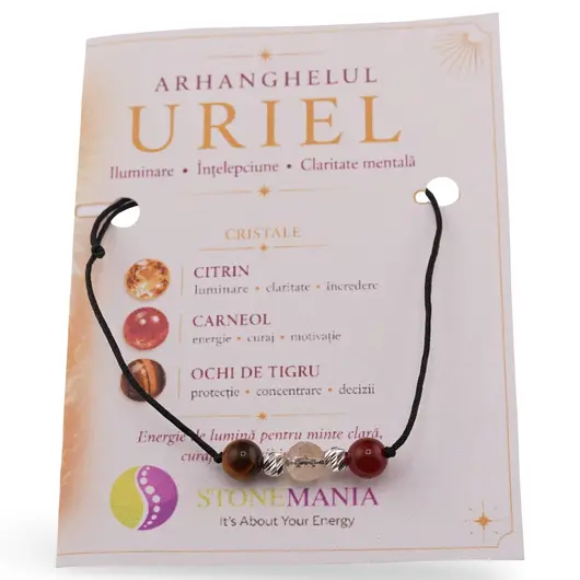 Colier reglabil Arhanghelul URIEL cu cristale naturale si Argint 925, 6mm