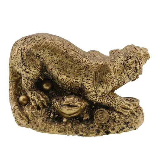 Statueta feng shui Tigru cu monede si Broasca raioasa, 6cm, imagine 2