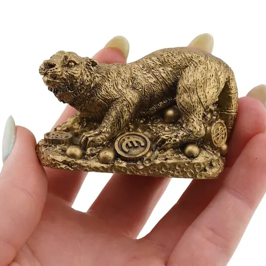 Statueta feng shui Tigru cu monede si Broasca raioasa, 6cm, imagine 3
