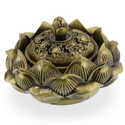 Vas pentru ardere tamaie si ierburi parfumate, model floare de Lotus - 10cm