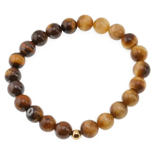 Bratara pentru barbati Ochi de tigru si Ochi de tigru galben sfere 8mm pe elastic