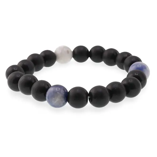 Bratara pentru barbati Sodalit, Onix mat sfere 10mm pe elastic, imagine 2