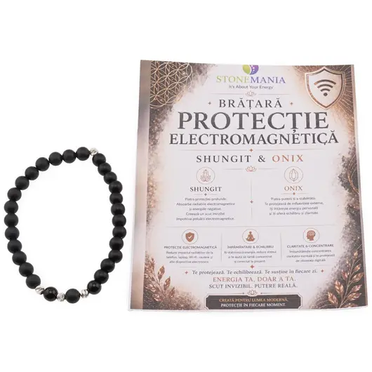 Bratara pentru PROTECTIE ELECTROMAGNETICA cu cristale naturale si Argint 925, 6mm, imagine 2