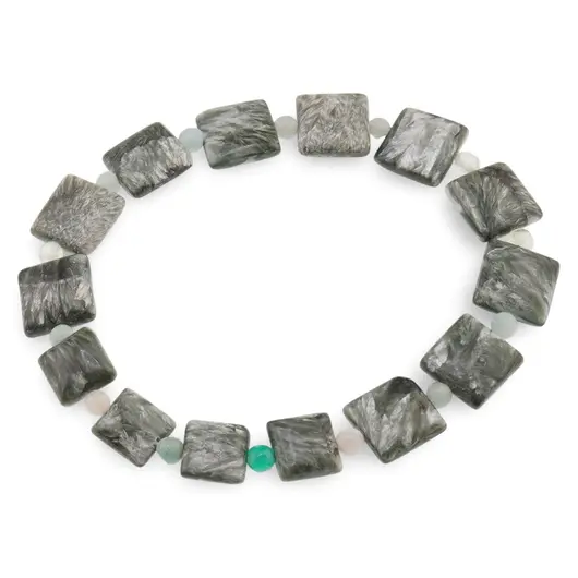 Bratara unicat Serafinit patratele 10-12mm si Mix cristale sfere 4mm, M10