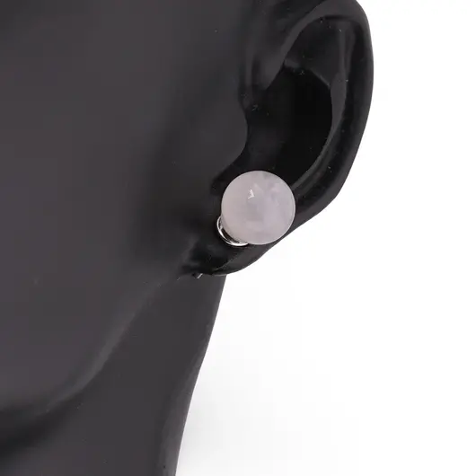 Cercei cu surub Cuart roz sfere 8mm, imagine 2