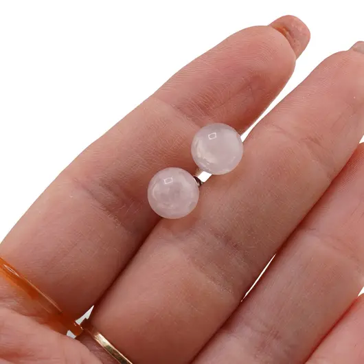 Cercei cu surub Cuart roz sfere 8mm, imagine 3