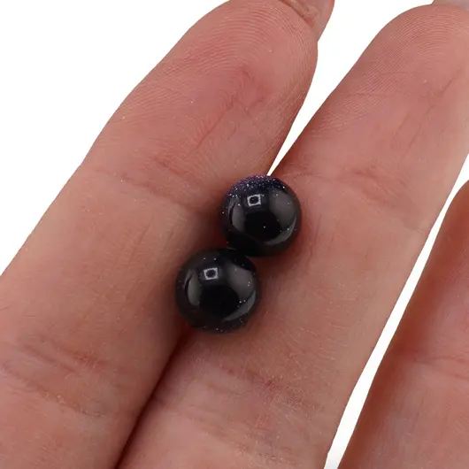 Cercei cu surub Goldstone albastru sfere 8mm, imagine 3