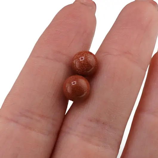 Cercei cu surub Goldstone maro sfere 8mm, imagine 3