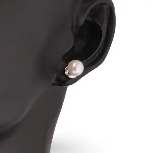 Cercei cu surub Perle de Mallorca albe, 6mm, imagine 2