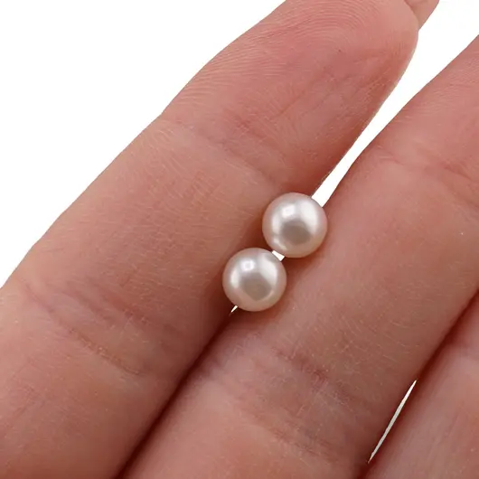 Cercei cu surub Perle de Mallorca albe, 6mm, imagine 3