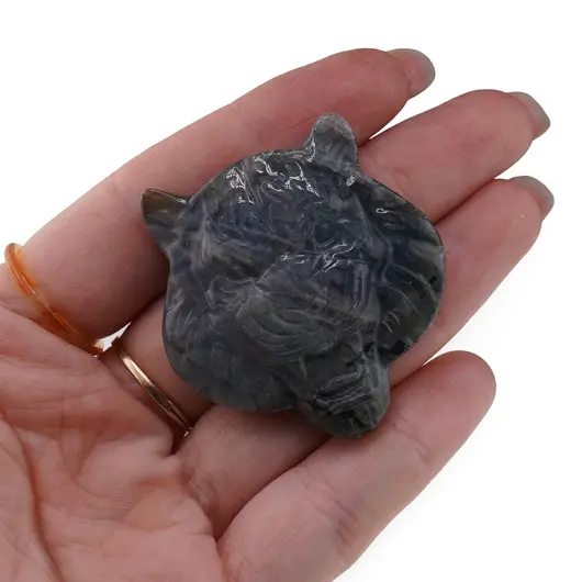 Figurina gravata din Labradorit cap de tigru, 43mm, imagine 2