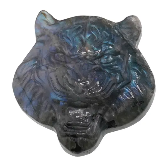 Figurina gravata din Labradorit cap de tigru, 43mm