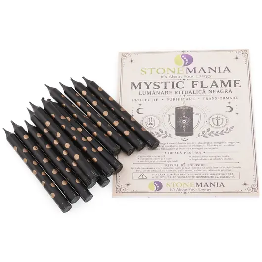 Lumanari ritualice negre conice - Mystic Flame, 12 buc, imagine 2