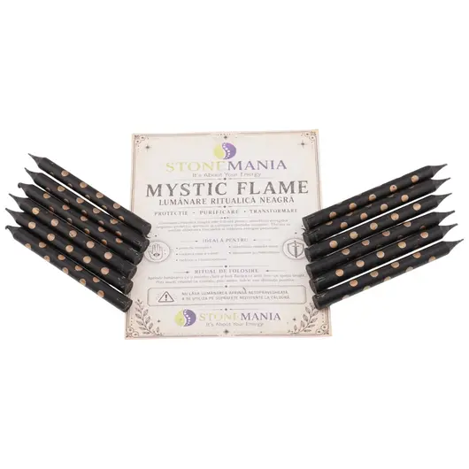 Lumanari ritualice negre conice - Mystic Flame, 12 buc